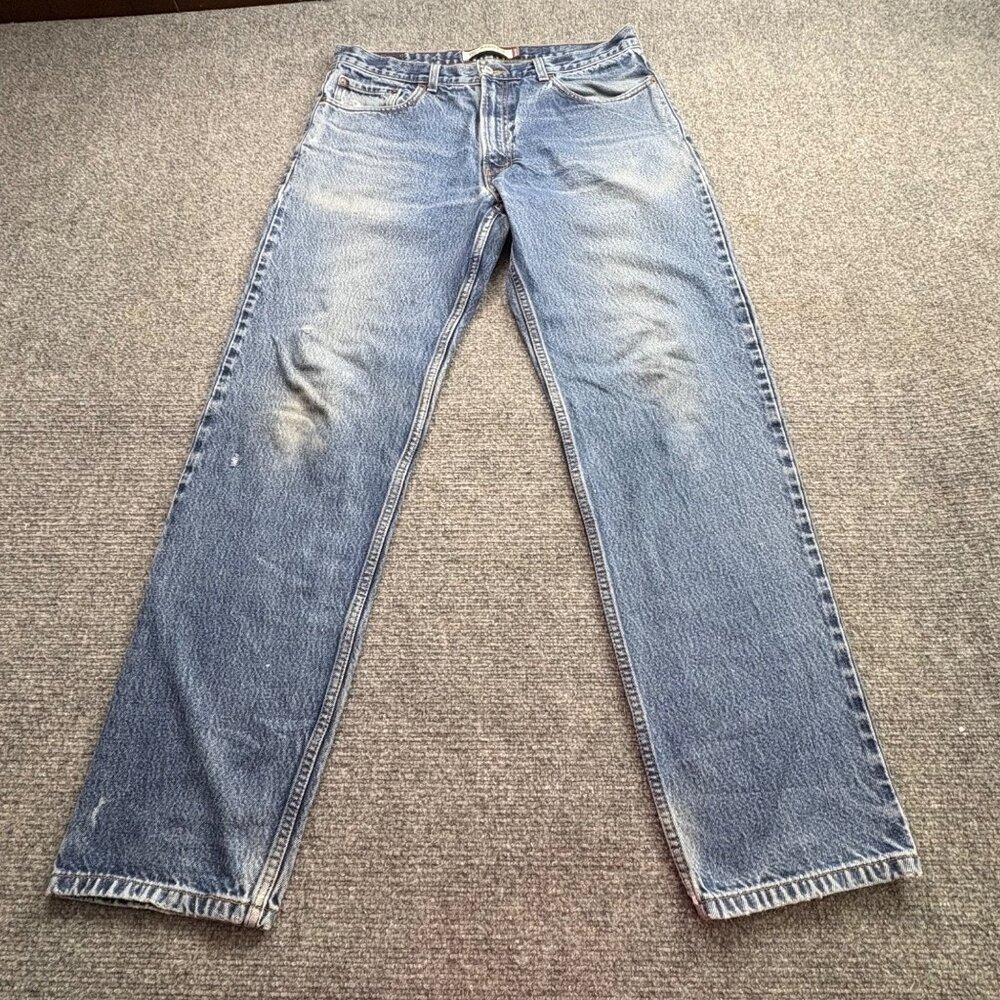 Vintage Levi's 550 Jeans Men's 36x34 Blue Y2K Baggy‎ Distressed Paint Splatter